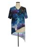 DKNY 100% Polyester Tie-dye Blue Dkny Short Sleeve Blouse Size XL - photo 1