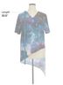 DKNY 100% Polyester Tie-dye Blue Dkny Short Sleeve Blouse Size XL - photo 5
