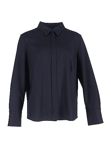AKRIS Akris Long Sleeve Shirt in Black Wool (view 1)