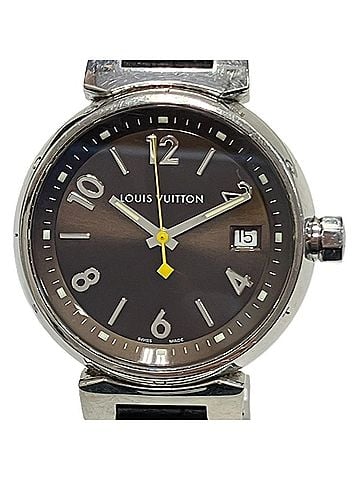 Louis Vuitton Louis Vuitton Tambour Q1311 Watch, Total Weight 49.5g, Stainless Steel, Genuine Leather Strap, Quartz Movement, Brown Dial, (view 1)