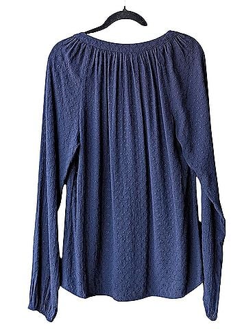 Long Tall Sally Navy Blue Eyelet V-Neck Long Sleeve Blouse (view 2)
