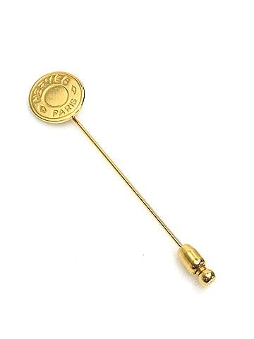 Hermès Hermes HERMES Brooch Sellier Metal Gold Women's e62135b (view 1)