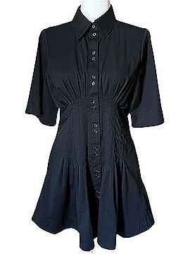 Banana Republic Pintuck Cotton Poplin Mini Shirt Dress Casual Dress (view 1)