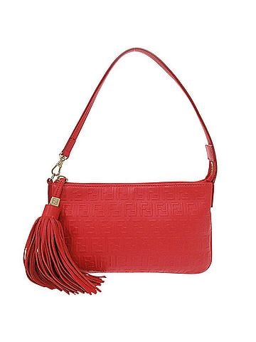 Fendi Fendi Zucchino Tassel 8M0245 Leather Red Handbag Mini Bag 1375FENDI (view 1)