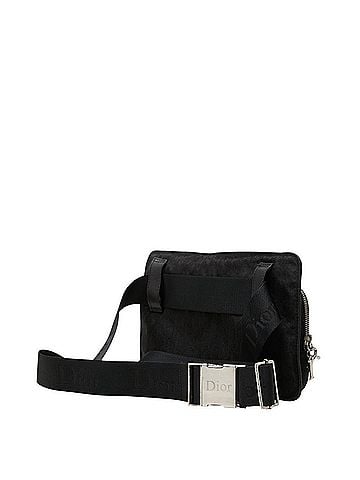 Christian Dior Christian Dior Dior Trotter Waist Pouch Shoulder Bag Black Canvas Leather Women's (view 2)