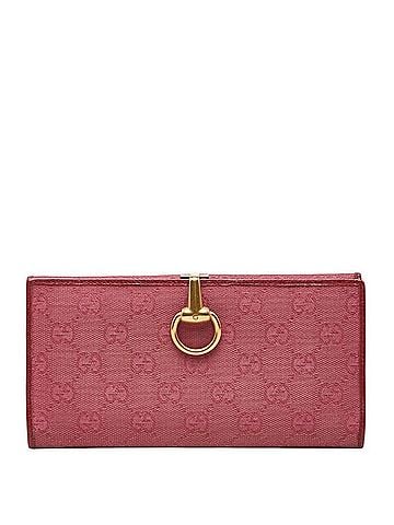 Gucci Gucci GG Canvas Long Wallet 101602 Pink Red Leather Women's GUCCI (view 1)