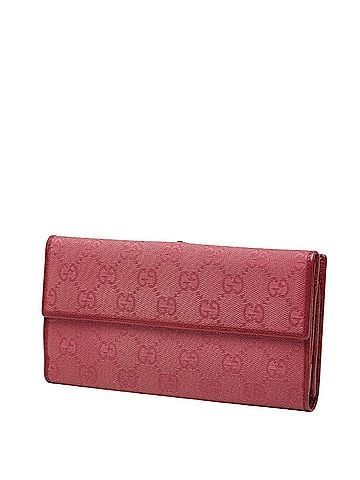 Gucci Gucci GG Canvas Long Wallet 101602 Pink Red Leather Women's GUCCI (view 2)