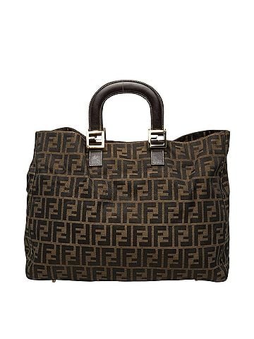 Fendi Fendi Zucca Handbag Tote Bag Brown Canvas Leather Women's FENDI (view 1)