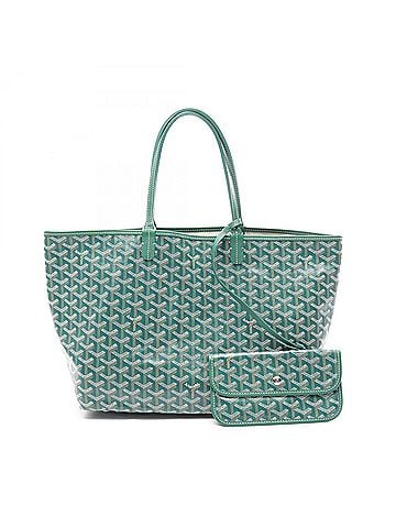 Goyard Goyard Saint Louis PM Tote Bag/Handbag, Coated Canvas and Leather, Women's, Green, Brown, White (view 1)