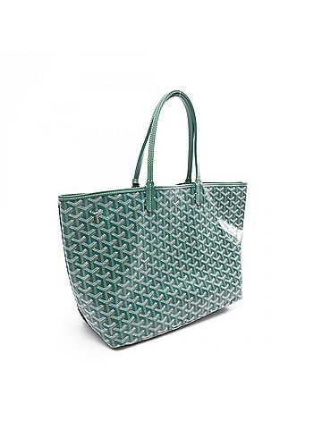 Goyard Goyard Saint Louis PM Tote Bag/Handbag, Coated Canvas and Leather, Women's, Green, Brown, White (view 2)
