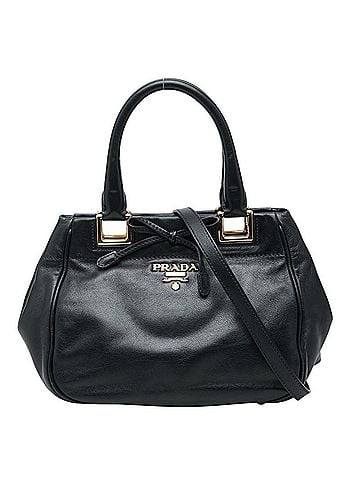 Prada Prada Handbag 2-Way Shoulder Bag Black Gold Leather Women's PRADA (view 1)