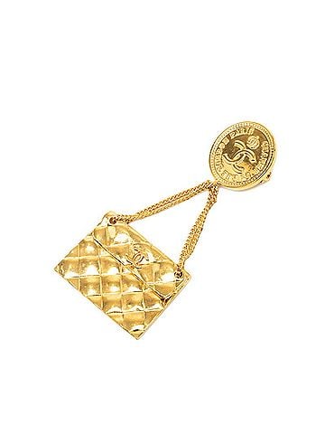 Chanel Chanel Coco Mark Matelassé Vintage Brooch 93A Gold Plated GP Women's CHANEL (view 1)