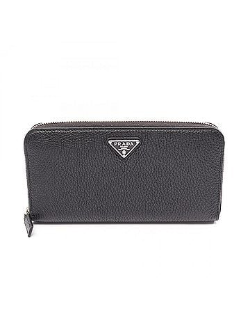 Prada Prada PRADA Round Long Wallet, Leather, Men's, Black, 2ML317 (view 1)