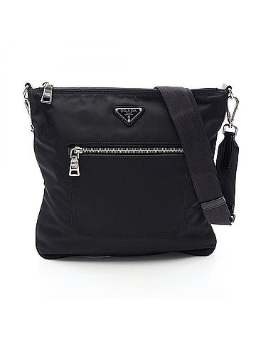 Prada Prada TESSUTO Shoulder Bag/Handbag, Nylon and Leather, Women's, Black (BT0715) (view 1)