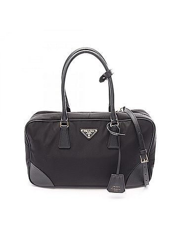 Prada Prada Re-Edition 1978 Medium 2-Way Handbag, Nylon &amp; Saffiano Leather, Women's, Black (1BB114) (view 1)