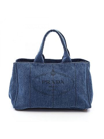 Prada Prada DENIM CANAPA Tote Bag/Handbag, Denim, Women's, Navy, B1872B (view 1)