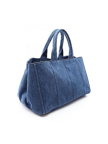 Prada Prada DENIM CANAPA Tote Bag/Handbag, Denim, Women's, Navy, B1872B (view 2)