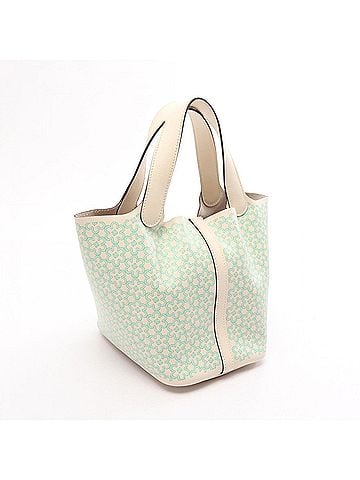 Hermès Hermes Picotin Lock PM Lucky Daisy Handbag, Leather, Veau Swift, Women's, Ivory, Green, Blue, Vert (view 2)