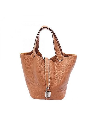 Hermès Hermes Picotin Lock PM Handbag, Leather, Taurillon Clemence Women's, Brown (view 1)