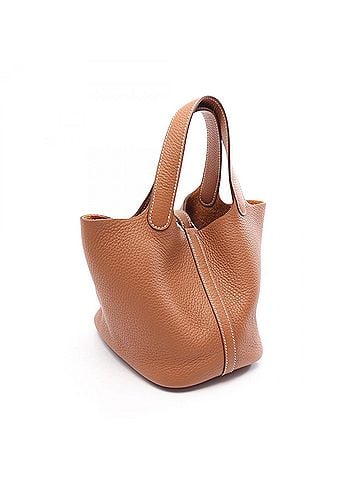 Hermès Hermes Picotin Lock PM Handbag, Leather, Taurillon Clemence Women's, Brown (view 2)