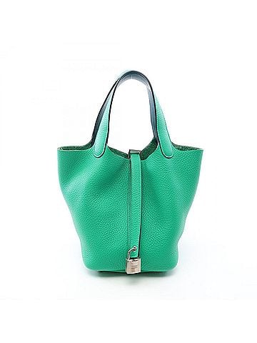 Hermès Hermes Picotin Lock PM Handbag, Leather, Taurillon Clemence Leather (Veau Swift), Women's, Green (view 1)