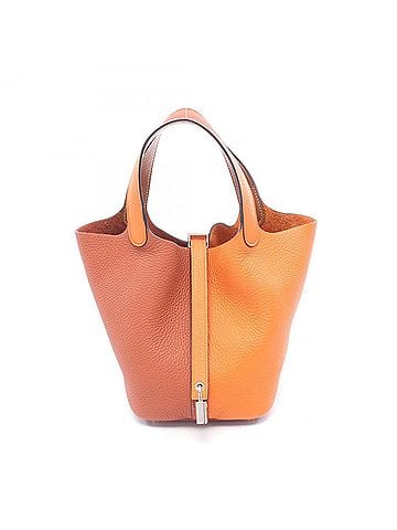 Hermès Hermes Picotin Lock PM Casaque Handbag, Leather, Taurillon Clemence, Women's, Orange, Bordeaux, Brown, Gold, 082321CK (view 1)