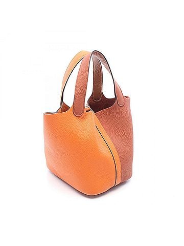 Hermès Hermes Picotin Lock PM Casaque Handbag, Leather, Taurillon Clemence, Women's, Orange, Bordeaux, Brown, Gold, 082321CK (view 2)