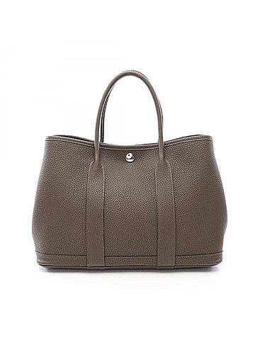 Hermès Hermes Garden Party TPM Tote Bag, Vert Bronze, Leather, Negonda Women's, Gray (view 1)