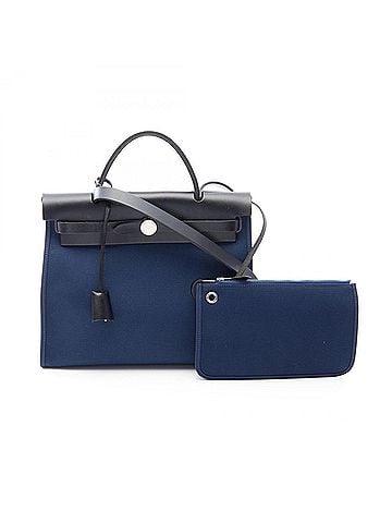 Hermès Hermes Herbag Zip PM Handbag, Canvas Leather Toile Officier Vache Hunter, Women's, Navy/Black (view 1)