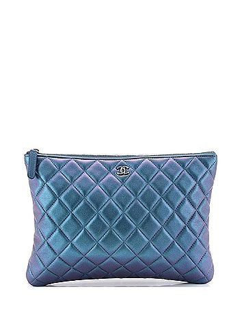Chanel O Case Clutch Quilted Iridescent Lambskin Medium (view 1)