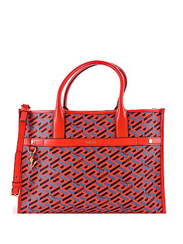 Versace Top Handle Tote La Greca Signature Coated Canvas Medium (view 1)