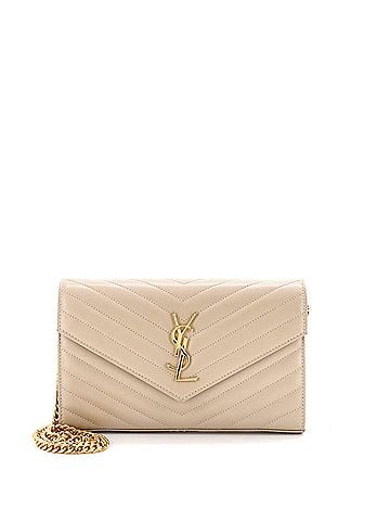 Saint Laurent Classic Monogram Wallet on Chain Matelasse Chevron Leather Medium (view 1)