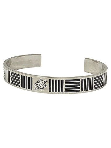 Louis Vuitton LOUIS VUITTON Louis Vuitton Jonc Damier Colors Cuff Bangle Bracelet M62492 Silver Color Men's (view 1)