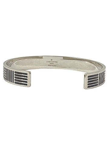 Louis Vuitton LOUIS VUITTON Louis Vuitton Jonc Damier Colors Cuff Bangle Bracelet M62492 Silver Color Men's (view 2)