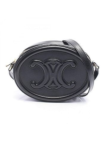 Céline Celine Cuile Triomphe Oval Shoulder Bag/Handbag, Leather, Women's, Black, 198603DXC (view 1)