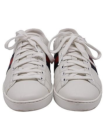 Gucci Gucci Ace Web Low-Top Sneakers in White Leather (view 2)