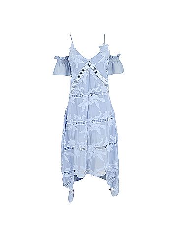 Self-Portrait Self-Portrait Off-The-Shoulder Embroidered Georgette Dress in Light Blue Polyester (view 1)