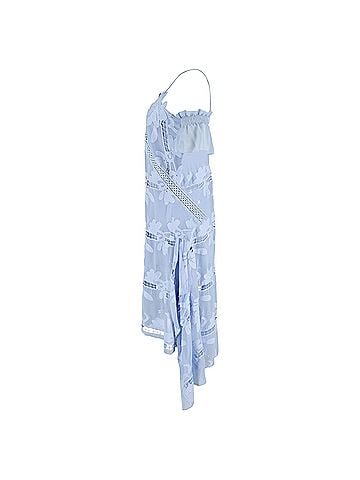 Self-Portrait Self-Portrait Off-The-Shoulder Embroidered Georgette Dress in Light Blue Polyester (view 2)