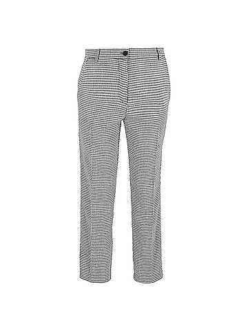 Iris & Ink Iris &amp; Ink Patterned Straight-Leg Trousers in Black and White Wool (view 1)