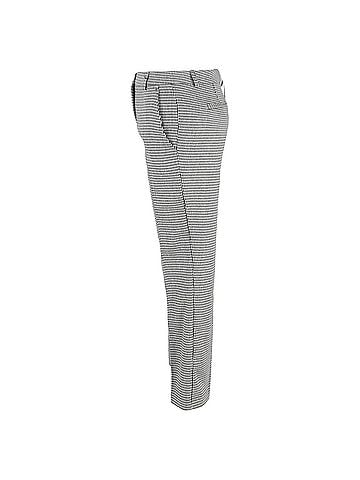 Iris & Ink Iris &amp; Ink Patterned Straight-Leg Trousers in Black and White Wool (view 2)