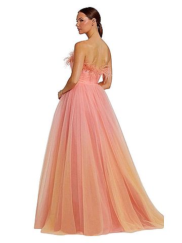 Mac Duggal Mac Duggal Orange &amp; Pink Ombre Feather Bodice Tulle Gown NWT $698 #20557 Cocktail Dress (view 2)