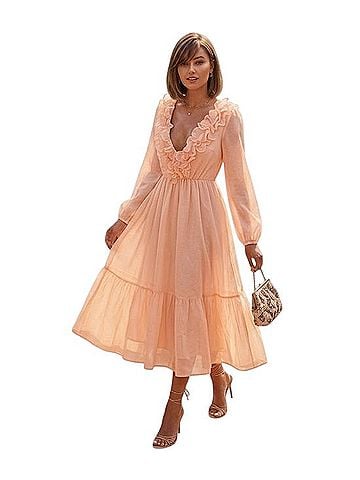 Rose Velvet Floral Ruffle Cutout Tie-Back Maxi Dress Casual Dress (view 1)
