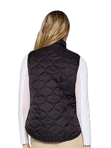 Gottex Black Quilted Zip Vest with Stand Collar Vest (view 2)