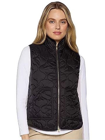 Gottex Black Quilted Zip Vest with Stand Collar Vest (view 1)