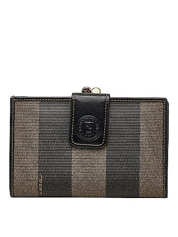Fendi Fendi Pequin Bi-fold Wallet with Clasp Closure 251-516920-069 Beige Black Leather Women's FENDI (view 1)