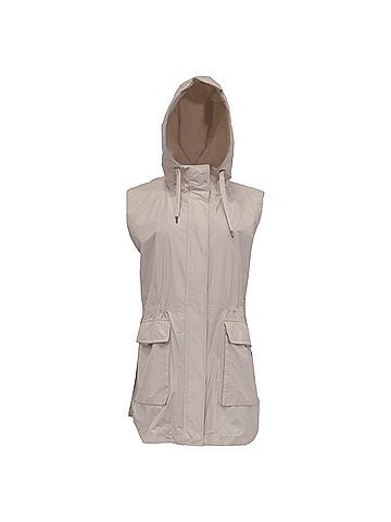 Brunello Cucinelli Brunello Cucinelli Hooded Long Vest Jacket in Beige Polyester (view 1)