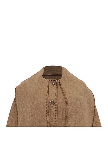 Totême Totême Whipstitch-Trim Scarf Jacket in Brown Wool (view 2)