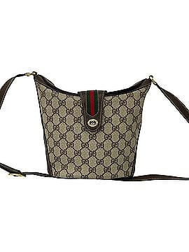 Gucci GUCCI Vintage Sherry Line GG Logo Leather Shoulder Bag/Pochette, Brown, 66978 (view 1)