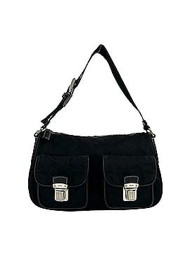 Prada PRADA Triangle Logo Hardware Leather Tessuto Nylon Semi One Shoulder Bag Handbag Black 51708 (view 1)