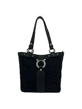 Salvatore Ferragamo Salvatore Ferragamo Gancini pattern, metal hardware, canvas, leather, genuine leather handbag, black, 19508 (view 1)